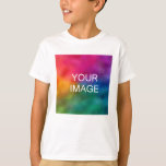 Front Design Add Image White Template Kids Boys T-shirt at Zazzle