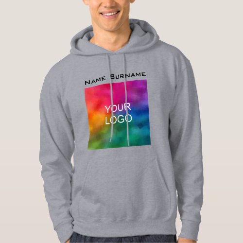 Front Design Business Logo Customize Mens Grey Hoodie