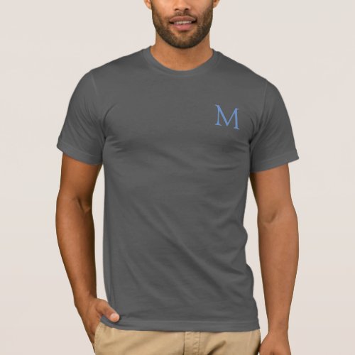 Front Design Monogram Elegant Trendy Asphalt Mens T_Shirt