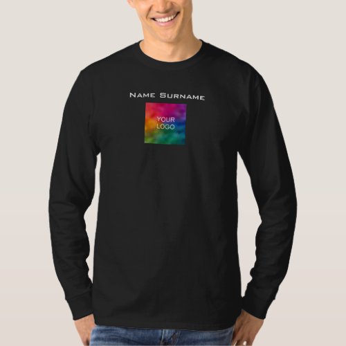 Front Design Replace Business Logo Mens Black T_Shirt