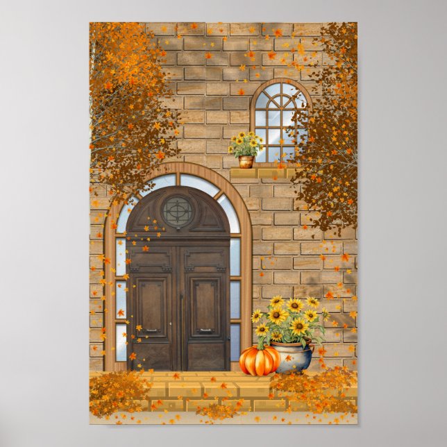 Front Door Autumn Vibes and fall leaves  Poster (Front)