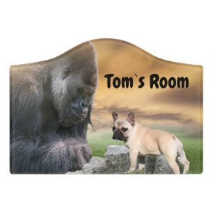 Front door sign French Bulldog and Gorilla