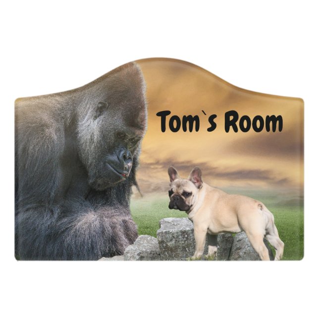 Front door sign French Bulldog and Gorilla (Small Crest Front)