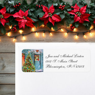 Front Door Wreath Personalize Return Address Label