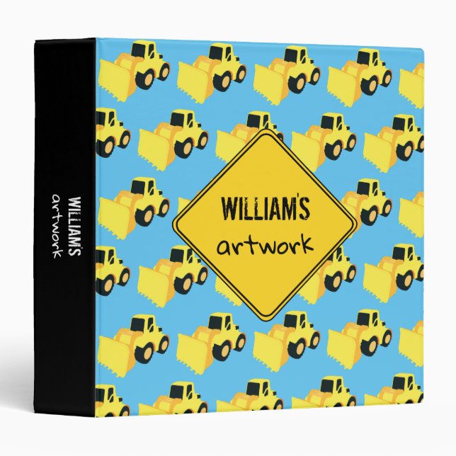 Front End Loader Construction Truck Artwork Artist 3 Ring Binder (Front/Spine)
