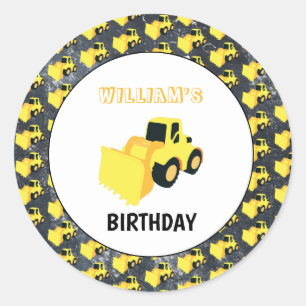 Front End Loader Construction Truck Birthday Classic Round Sticker
