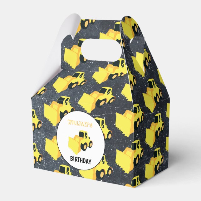 Front End Loader Construction Truck Birthday Favor Boxes (Front Side)