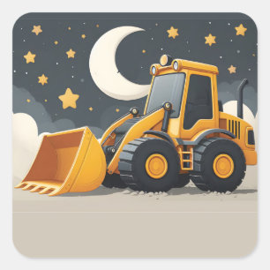 Front End Loader Construction Truck Square Sticker