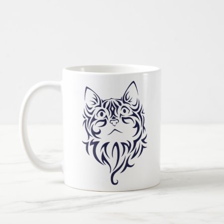 Front Facing Cat Kitten Face Stencil Coffee Mug