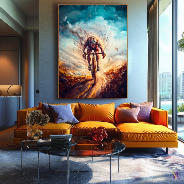 Front-Facing Cyclist - Dynamic Sports Art Cycling Canvas Print (Creator Uploaded)