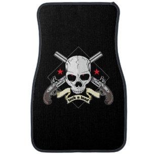 Front Floor Mats With Lock and Load Skull Pistols