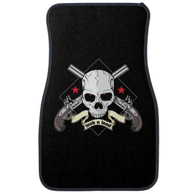 Front Floor Mats With Lock and Load Skull Pistols (Front)