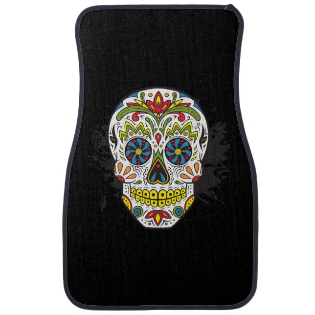 Front Floor Mats With Sugar Skull Tattoo Skull (Front)