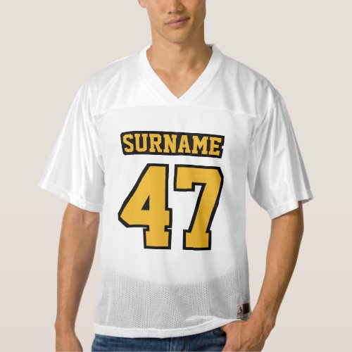 Front GOLD BLACK WHITE Mens Football Jersey