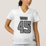 Front Grey Black White Womens Football Jersey at Zazzle