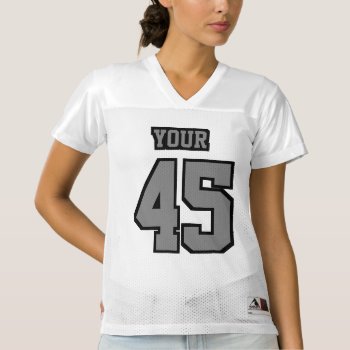 Front Grey Black White Womens Football Jersey by FOOTBALL_JERSEY_DIY at Zazzle