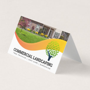 Front Lawn Tree Logo Landscaping Business Card