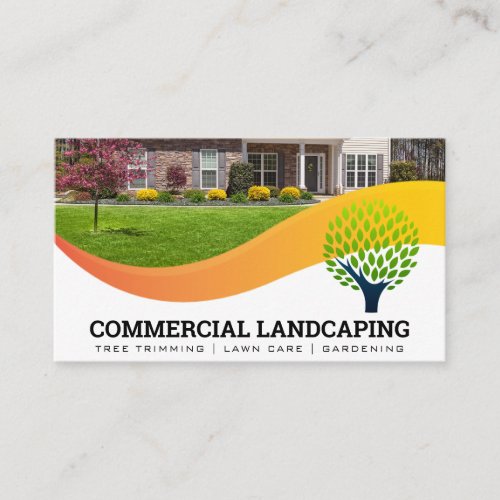 Front Lawn  Tree Logo  Landscaping Business Card
