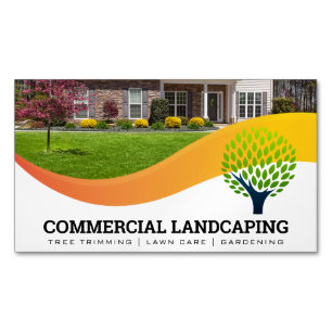 Front Lawn Tree Logo Landscaping Business Card Magnet