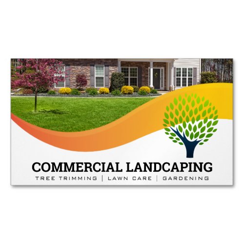 Front Lawn  Tree Logo  Landscaping Business Card Magnet