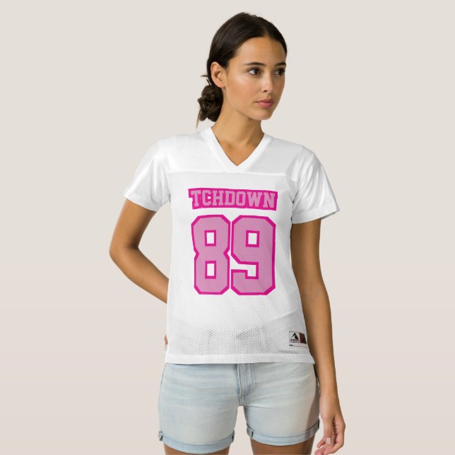 Front LIGHT PINK WHITE Womens Football Jersey | Zazzle