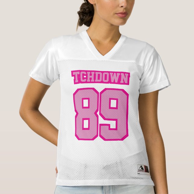 Front LIGHT PINK WHITE Womens Football Jersey (Front)