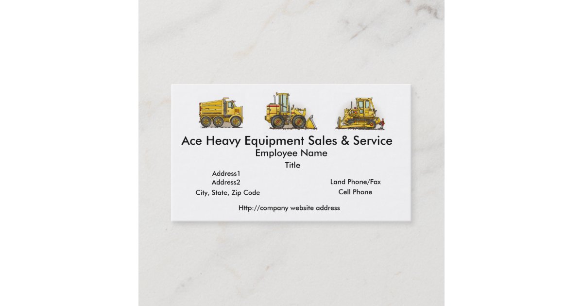 Front Loader Construction Business Cards | Zazzle.com