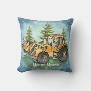 Front Loader Kid Throw Pillow