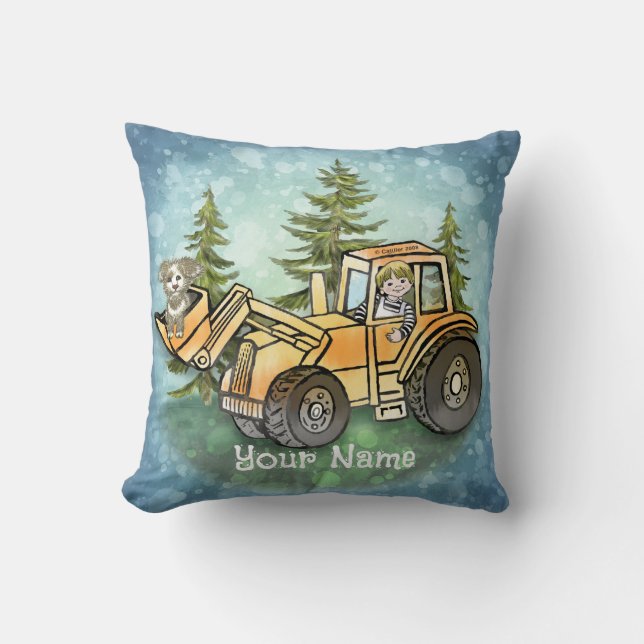 Front Loader Kid Throw Pillow (Front)