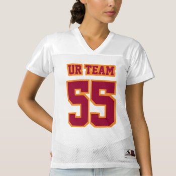 Front Maroon Orange White Womens Football Jersey by FOOTBALL_JERSEY_DIY at Zazzle