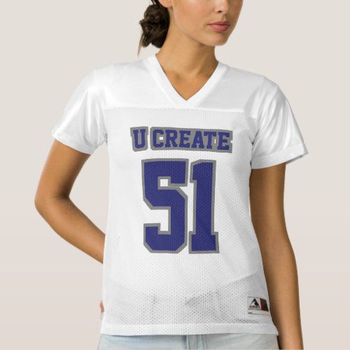 Front NAVY BLUE GREY WHITE Womens Football Jersey