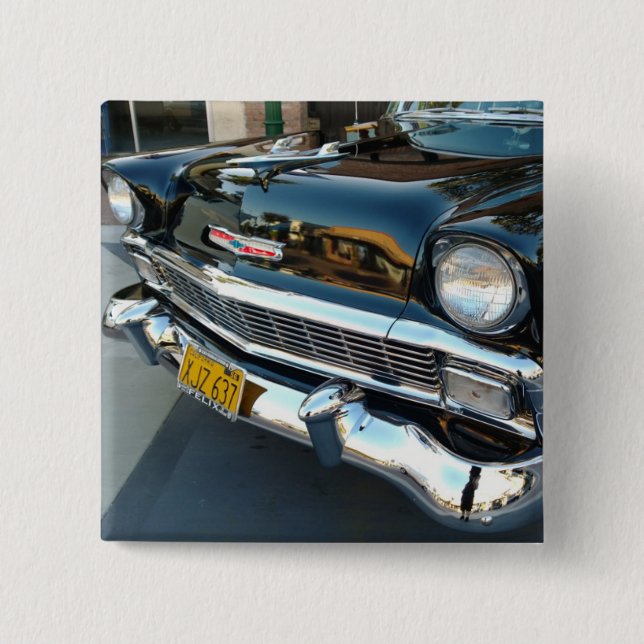 Front of a Classic 1956 Chevy Bel Air Hot Rod Pinback Button (Front)