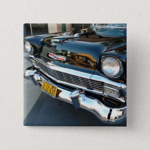 Front of a Classic 1956 Chevy Bel Air Hot Rod Pinback Button