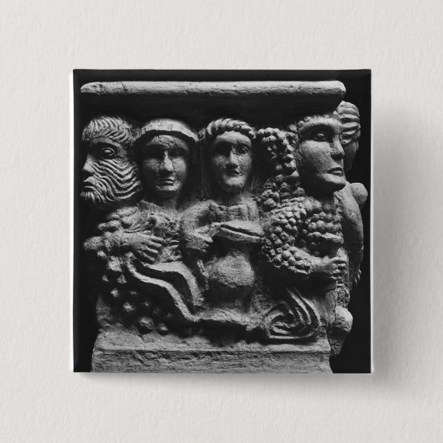 Front of an altar used as a font depicting button (Front)