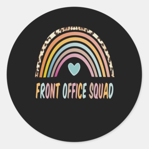 Front Office Squad Rainbow Leopard Back To School Classic Round Sticker