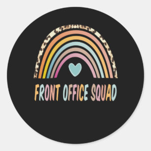 Front Office Squad Rainbow Leopard Back To School Classic Round Sticker