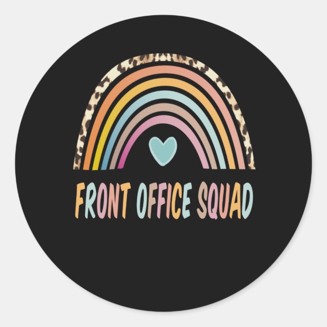 Front Office Squad Rainbow Leopard Back To School Classic Round Sticker (Front)