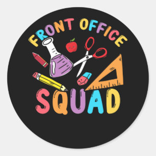 Front Office Squad School Secretary Back To School Classic Round Sticker