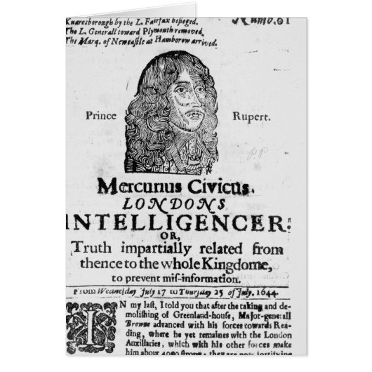 Front page from 'Mercurius Civicus' Cards (Front)