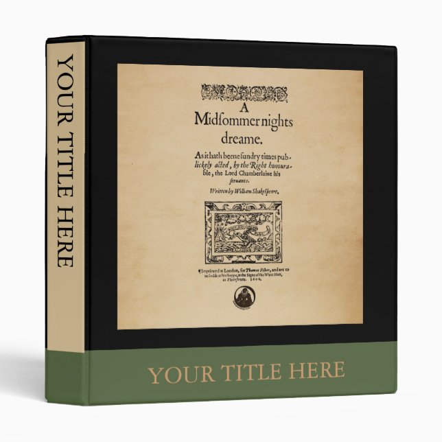 Front Piece to A Midsummer Nights Dream Quarto Binder (Front/Spine)