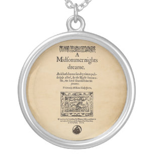 Front Piece to A Midsummer Nights Dream Quarto Silver Plated Necklace