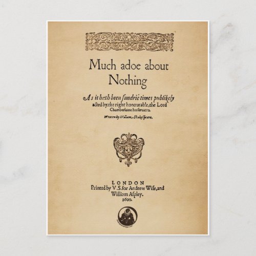 Front Piece to Much Ado About Nothing Quarto Postcard