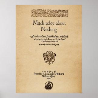 Front Piece to Much Ado About Nothing Quarto Poster