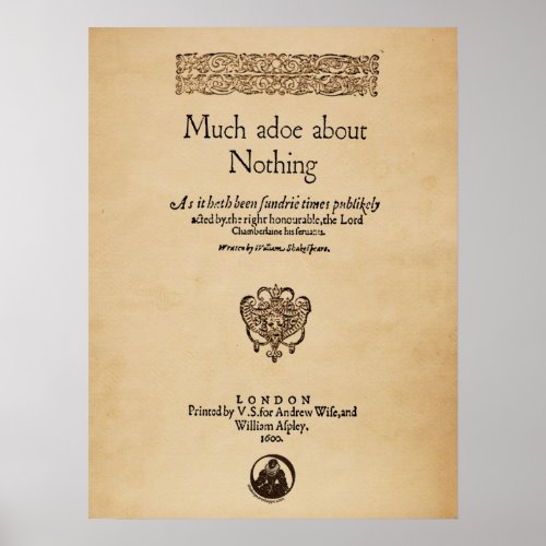 Front Piece to Much Ado About Nothing Quarto Poster