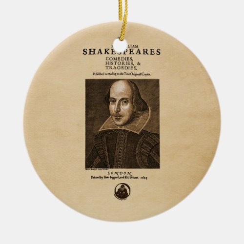 Front Piece to Shakespeares First Folio Ceramic Ornament