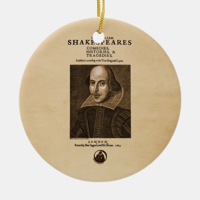 Front Piece to Shakespeare's First Folio Ceramic Ornament (Front)
