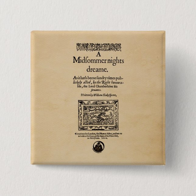 Front Piece to the A Midsummer Nights Dream Quarto Button (Front)