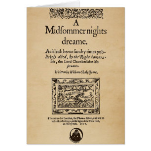 Front Piece to the A Midsummer Nights Dream Quarto Cards