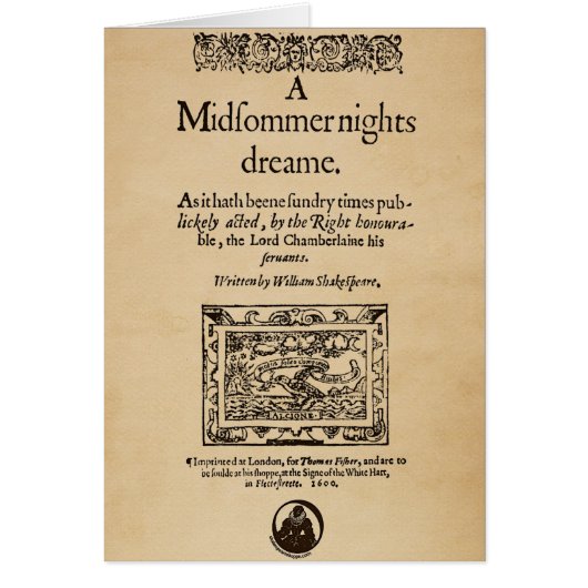 Front Piece to the A Midsummer Nights Dream Quarto Cards (Front)