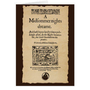Front Piece to the A Midsummer Nights Dream Quarto Cards